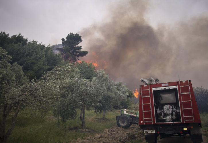 Ηλεία: Σε ύφεση η πυρκαγιά στην Φρίξα