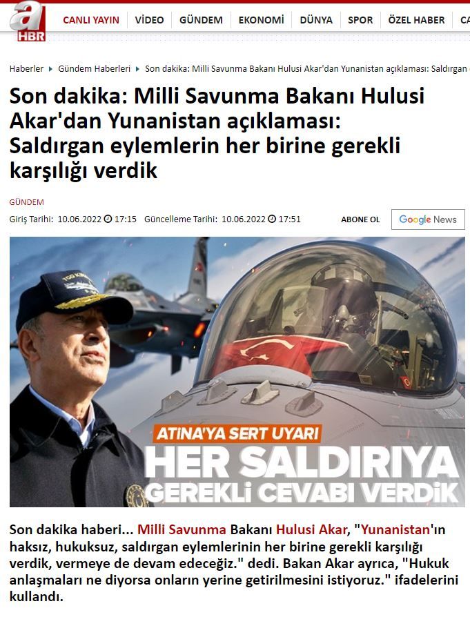 Χουλουσί Ακάρ σε τουρκική εφημερίδα