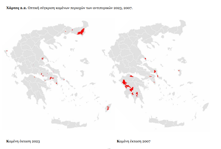 ΠΥΡΚΑΓΙΕΣ 2023 ΣΥΓΚΡΙΣΗ ΜΕ 2007