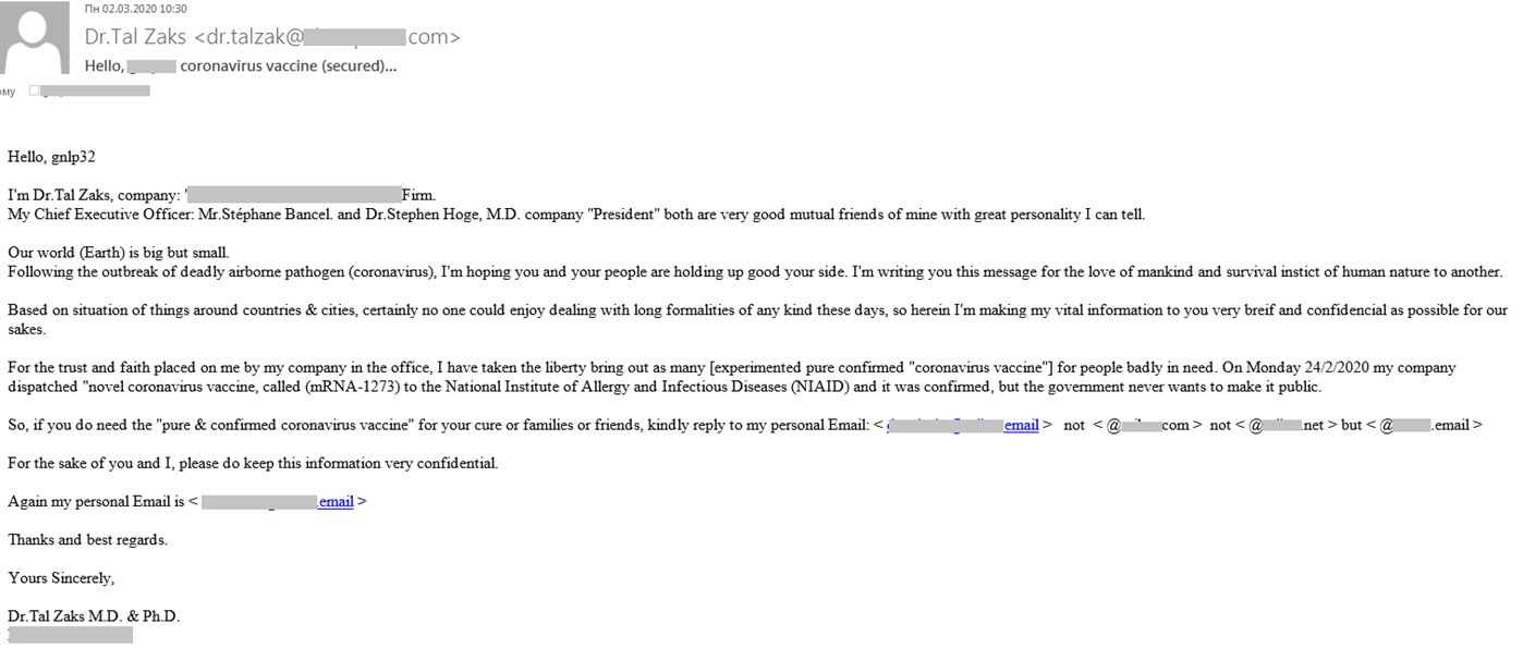 covid 19 phising email