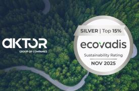 Ο Όμιλος AKTOR απέσπασε τη διάκριση "Silver Medal Award" από την EcoVadis