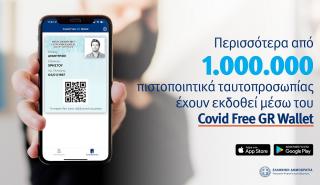 Covid Free Wallet: Πάνω από 1 εκατ. πολίτες κατέβασαν το πιστοποιητικό ταυτοπροσωπίας