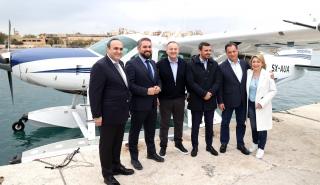Στην πρώτη δοκιμαστική πτήση με υδροπλάνο της Hellenic Seaplanes πέταξε ο Υφυπουργός Ναυτιλίας