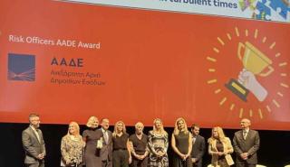 Βράβευση της ομάδας Διαχείρισης Κινδύνων της ΑΑΔΕ