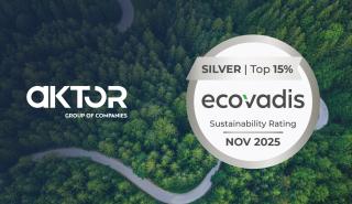 Ο Όμιλος AKTOR απέσπασε τη διάκριση "Silver Medal Award" από την EcoVadis