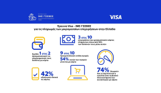 Έρευνα Visa - ΙΜΕ ΓΣΕΒΕΕ: Σχεδόν 1 στις 2 ΜμΕ πραγματοποιούν πληρωμές με κάρτα