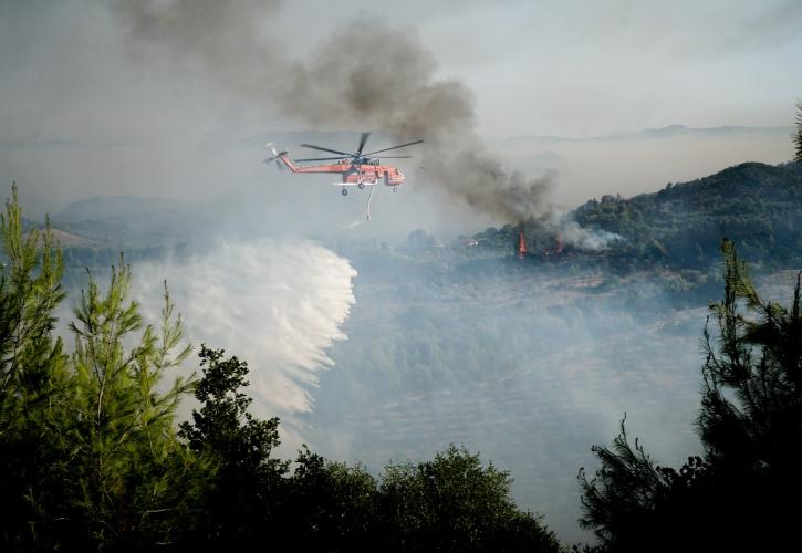 Ξεκίνησαν να επιχειρούν τα εναέρια μέσα στην πυρκαγιά στην Αρχαία Ολυμπία