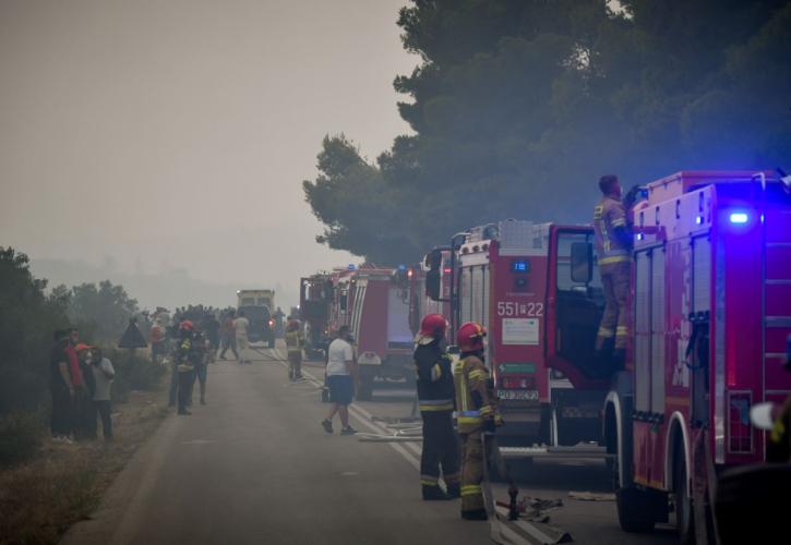 Σε ύφεση η φωτιά στα Βίλια Αττικής – Κάηκαν σπίτια