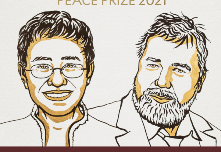 Στους δημοσιογράφους Μαρία Ρέσα και Ντμίτρι Μουράτοφ το Νόμπελ Ειρήνης του 2021