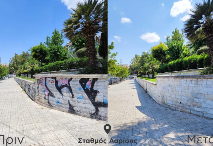 Δήμος Αθηναίων: Επιχειρήσεις αντι-γκράφιτι στην πλατεία Λαρίσης και στο πάρκο Δεξαμενής