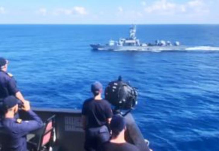 Συνεκπαίδευση αρματαγωγού ΙΚΑΡΙΑ με την ισραηλινή πυραυλάκατο INS YAFFO βορείως της Χάιφας