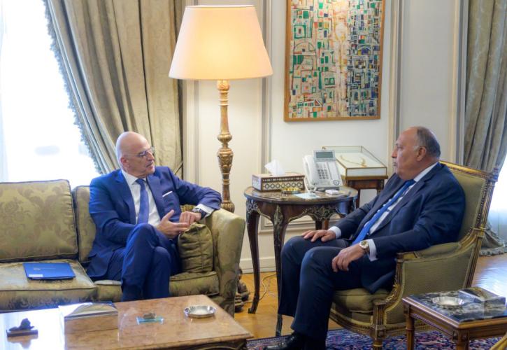 Αν. Μεσόγειος και Λιβύη στο επίκεντρο της συνάντησης Ν. Δένδια με τον Αιγύπτιο ΥΠΕΞ