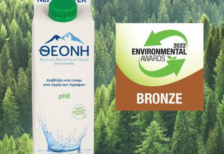 Φυσικό Μεταλλικό Νερό ΘΕΟΝΗ: Διάκριση στα Environmental Αwards 2022 για την χάρτινη συσκευασία του