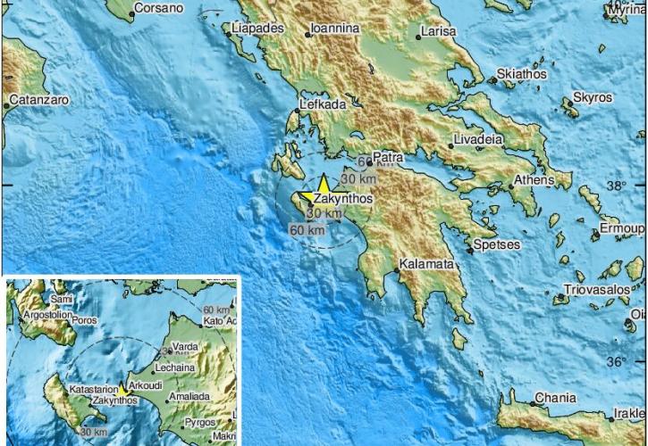 Σεισμός 3,7 Ρίχτερ στον θαλάσσιο χώρο ανάμεσα σε Ηλεία και Ζάκυνθο
