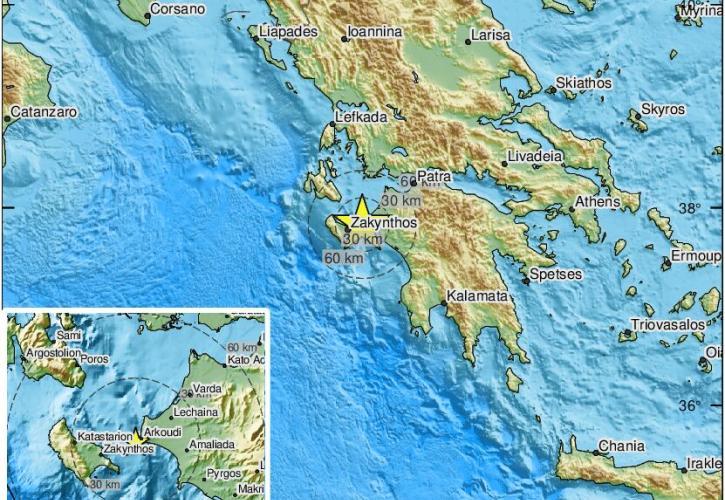 Σεισμός 3,7 Ρίχτερ στον θαλάσσιο χώρο ανάμεσα σε Ηλεία και Ζάκυνθο