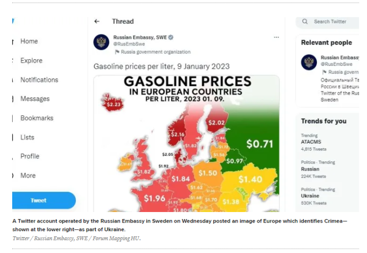 Χάρτης ρωσικής πρεσβείας δείχνει την Κριμαία ως ουκρανικό έδαφος!