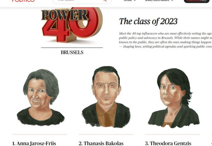 Politico: Δεύτερος στην λίστα «Power 40 – The Class of 2023» ο γγ του ΕΛΚ Θανάσης Μπακόλας