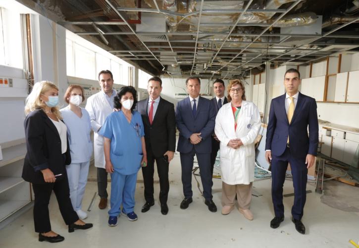 Επίσκεψη Γεωργιάδη στον Ευαγγελισμό για επιθεώρηση του έργου κατασκευής 32 κλινών ΜΕΘ