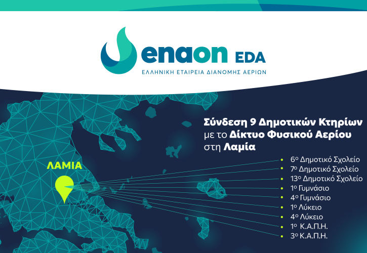 Enaon EDA: Εννέα δημοτικά κτίρια στη Λαμία συνδέονται με το δίκτυο διανομής αερίου