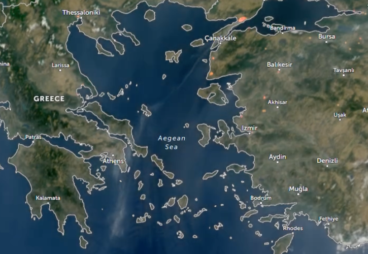 AtmoHub: Μεταφορά καπνού στην Ελλάδα από πυρκαγιές στη βορειοδυτική Τουρκία