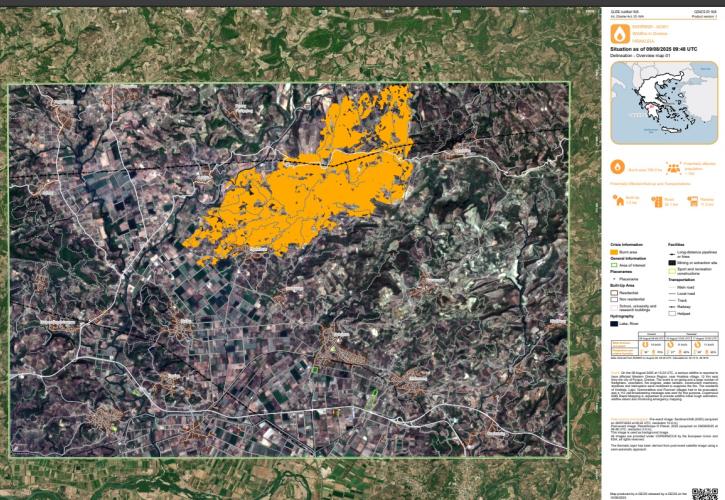 Φωτιά στην Ηλεία: Κάηκαν 7.950 στρέμματα σύμφωνα με την υπηρεσία Copernicus