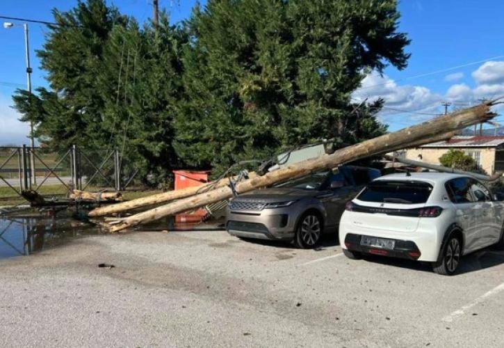 Ζημιές από τους θυελλώδεις ανέμους στη Φθιώτιδα - Χιονοπτώσεις και αλυσίδες στην Ευρυτανία