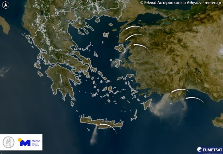 AtmoHub: Παρακολούθηση καπνού από την πυρκαγιά σε Κρήτη, Λέσβο και Τουρκία - Ποιες περιοχές αναμένεται να επηρεαστούν