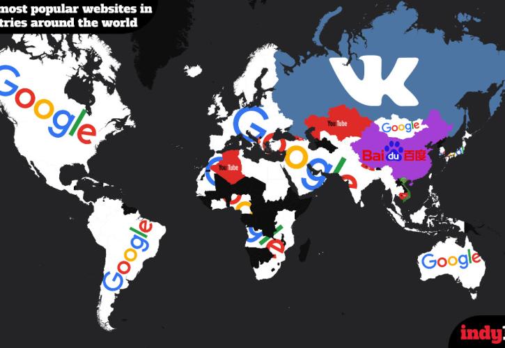Ο παγκόσμιος χάρτης των δημοφιλέστερων websites