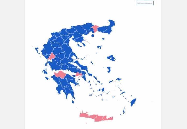 Πρωτιά της ΝΔ σε 49 από τις 59 εκλογικές περιφέρειες