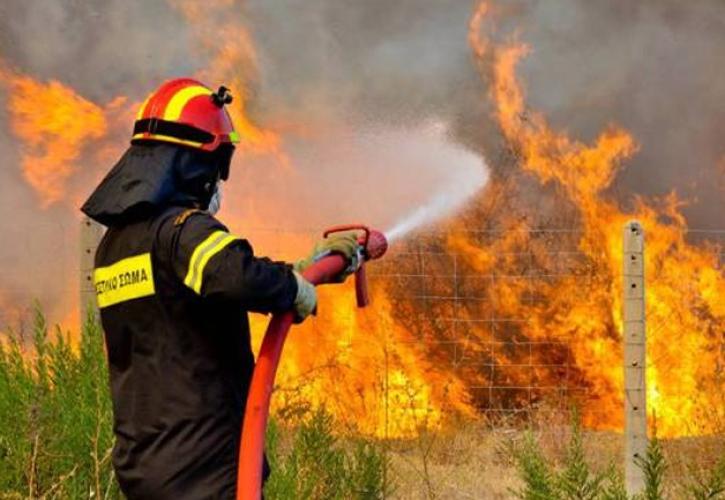 Σε εξέλιξη πυρκαγιά στο Μαρκόπουλο Αττικής