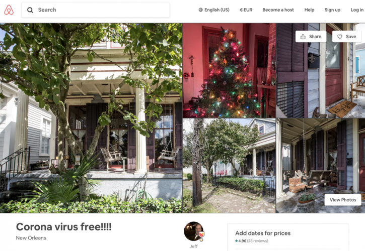 Καταλύματα «χωρίς κορονοϊό» …βρίσκει κανείς στην Airbnb