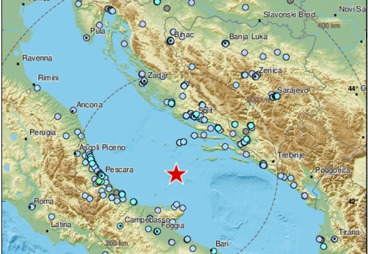 Σεισμός 5,6 βαθμών στην Αδριατική έγινε αισθητός στην Ιταλία και την Κροατία