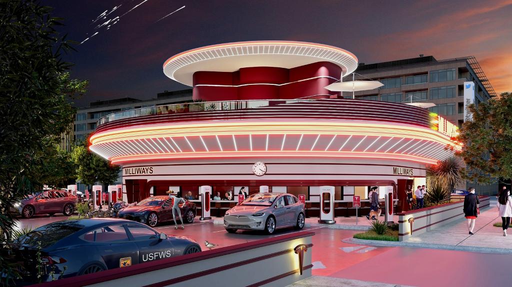 Tesla: Φτιάχνει υπερσταθμό φόρτισης αυτοκινήτων με εστιατόριο και drive-in κινηματογράφο στο Λος Άντζελες