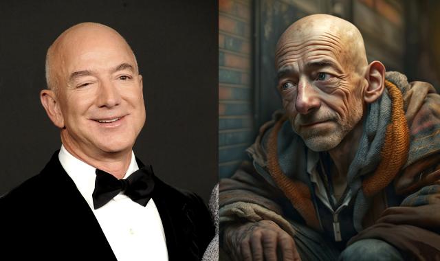 Άστεγοι δισεκατομμυριούχοι ζητιανεύουν για ένα πιάτο φαΐ σε πορτρέτα τεχνητής νοημοσύνης