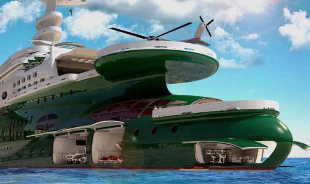 Στην κοιλιά του κήτους - Ένα gigayacht που χωρά υδροπλάνα, ελικόπτερα, SUV και υποβρύχια